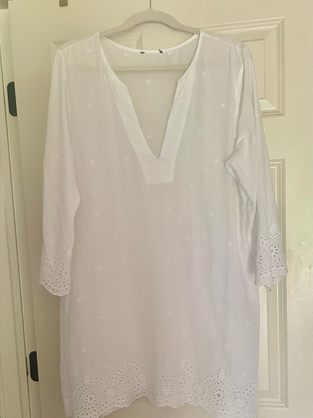 Talbots White Eyelet V-Neck cover up